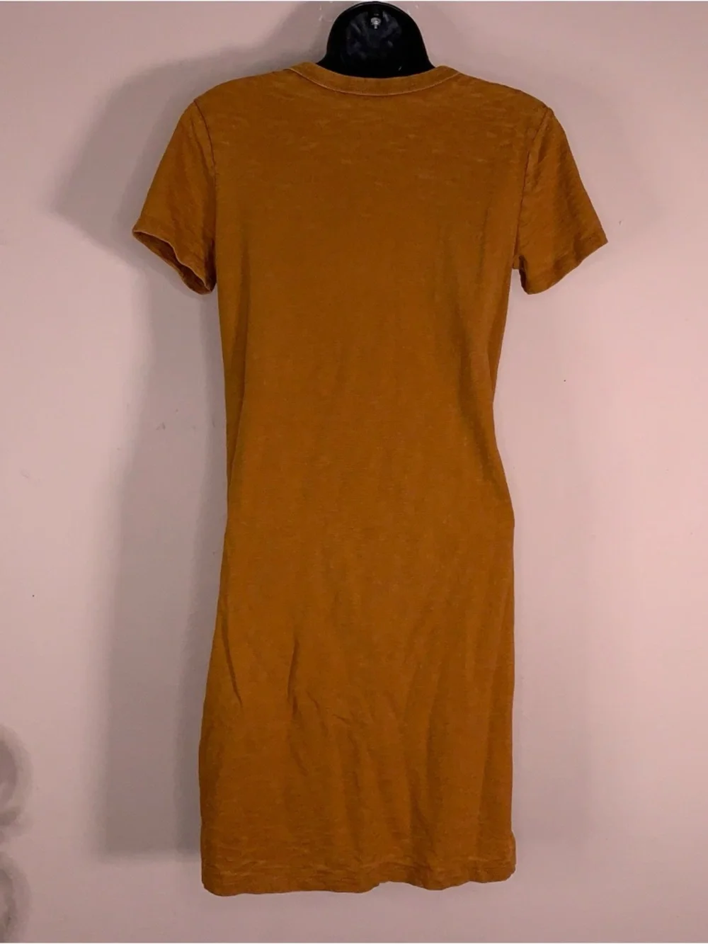 XS Universal Thread Mustard Yellow Dress Vneck Short Sleeve Cotton Stretch
